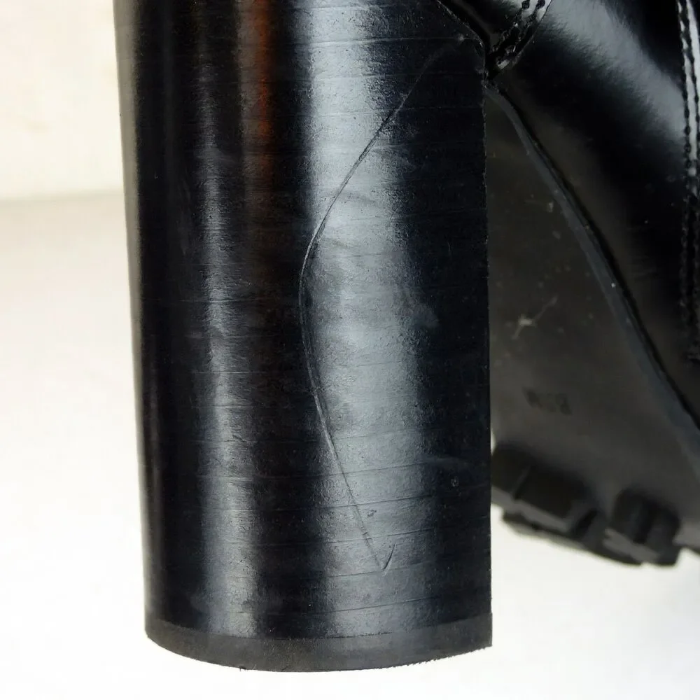 Jeffrey Campbell Legion Boot Women 8.5M Black Leather Heel Lace Zip Lug Ankle - Picture 7 of 13